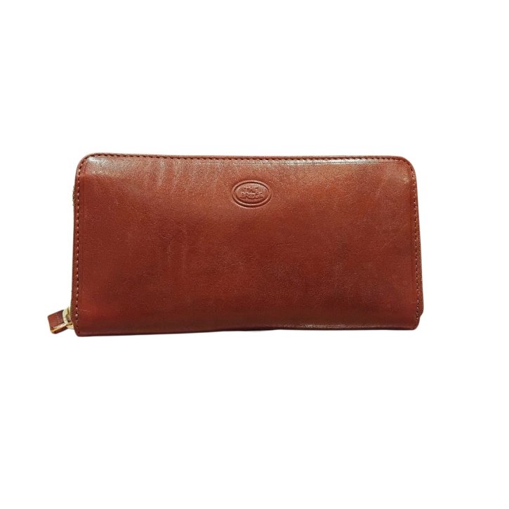 the bridge Reißverschlussbörse Rindleder braun